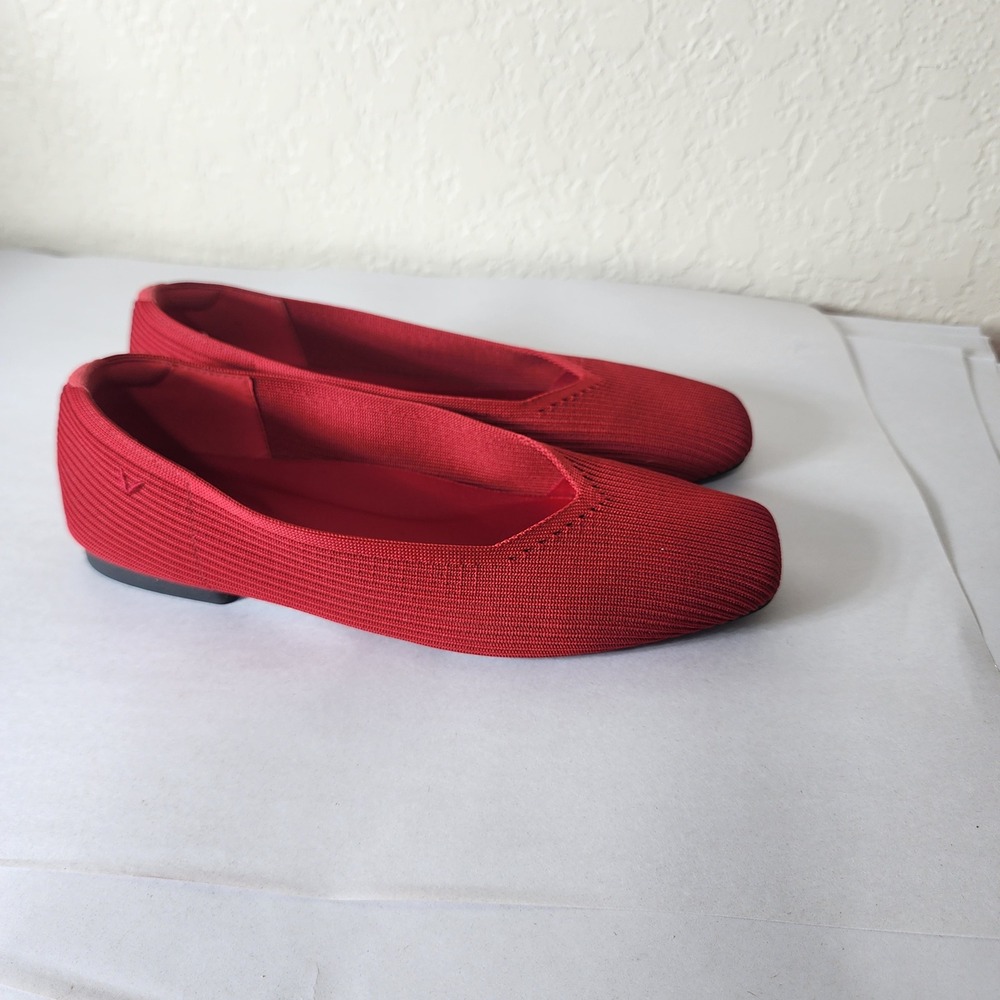 Vivaia Margot Red Square Toe Knit Ballet Flats Sustainable Shoes Womens 41.5